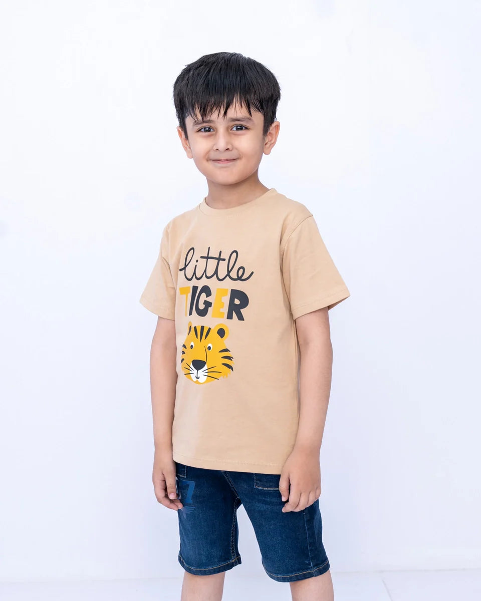 Little Boys Graphic Tee – Almond Buff