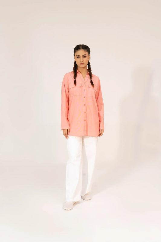 Women Printed Shirt- Red/White - Harwage