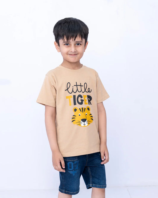 Little Boys Graphic Tee β Almond Buff
