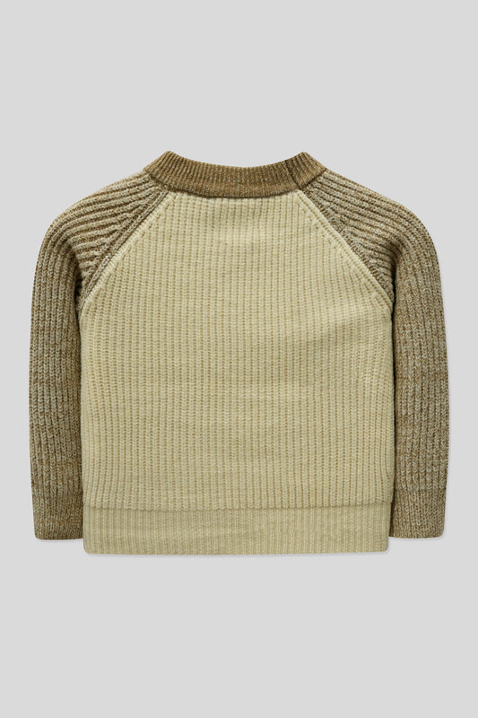 Little Boysâ R-Neck Wool Cardigan - Honey
