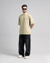 Men Boxy Fit Cotton T-Shirt - Grey Green