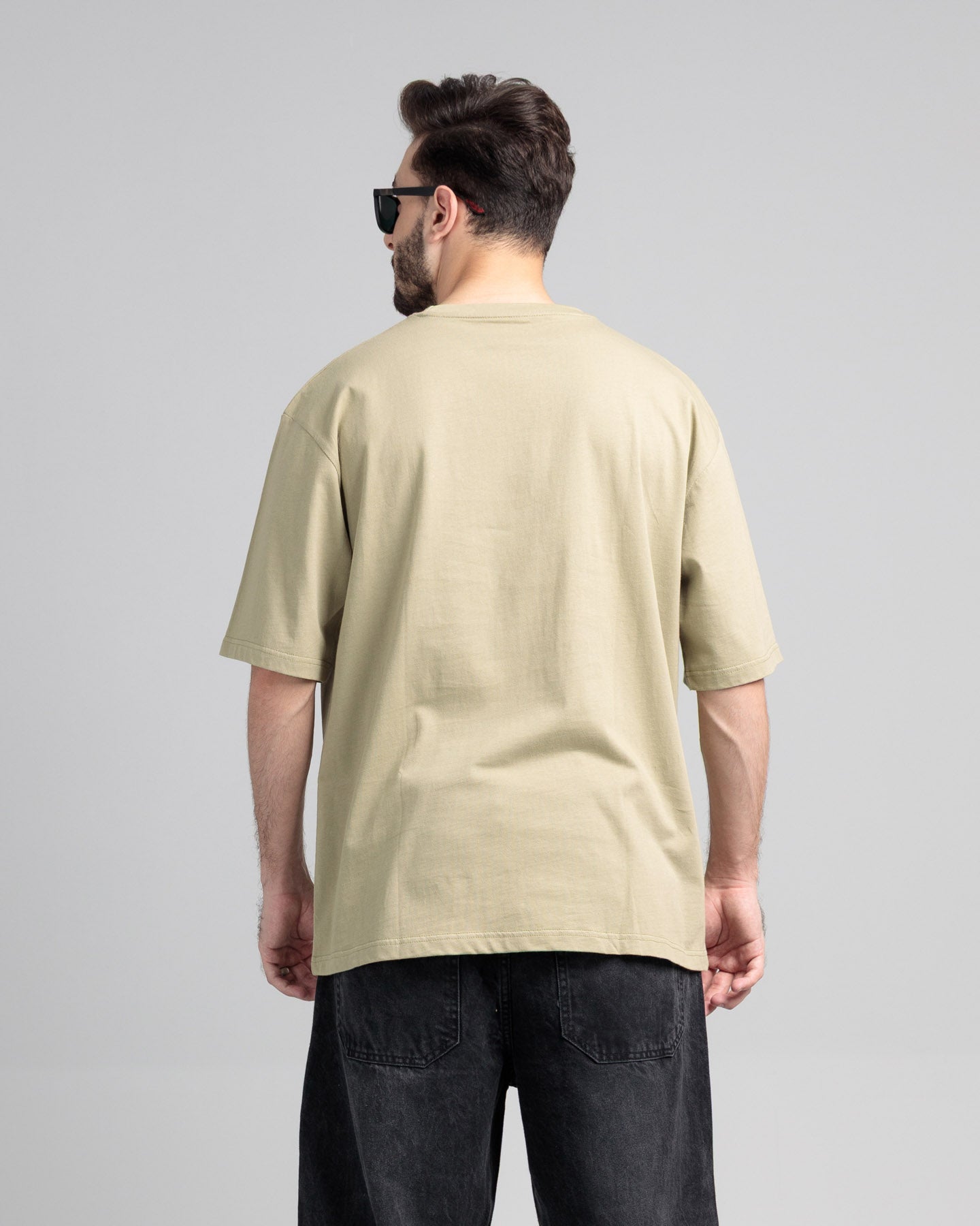 Men Boxy Fit Cotton T-Shirt - Grey Green