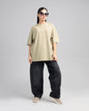 Women Boxy Fit Cotton T-Shirt - Grey Green