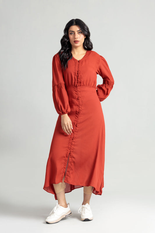 Womenâs Georgette Maxi Dress - Rust
