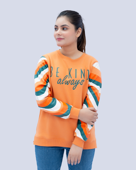 Women Sweatshirt Printed Regular Fit - Pink