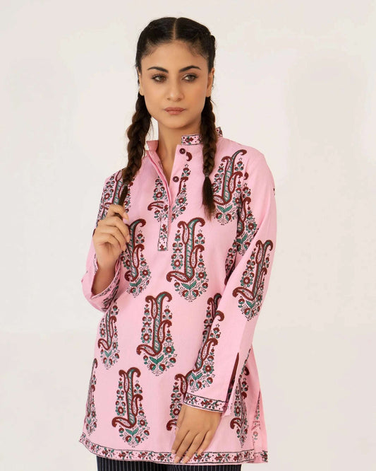 Women Printed Kurti - Pink - Harwage
