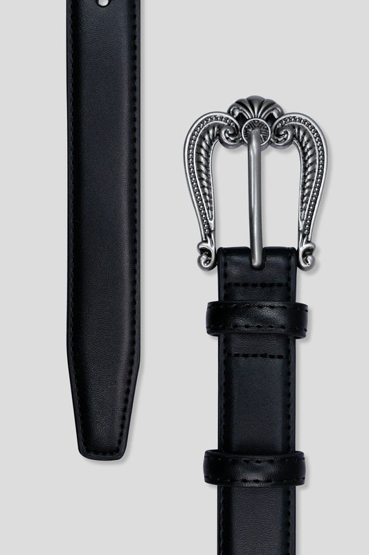 Women Faux Leather Belt - Black