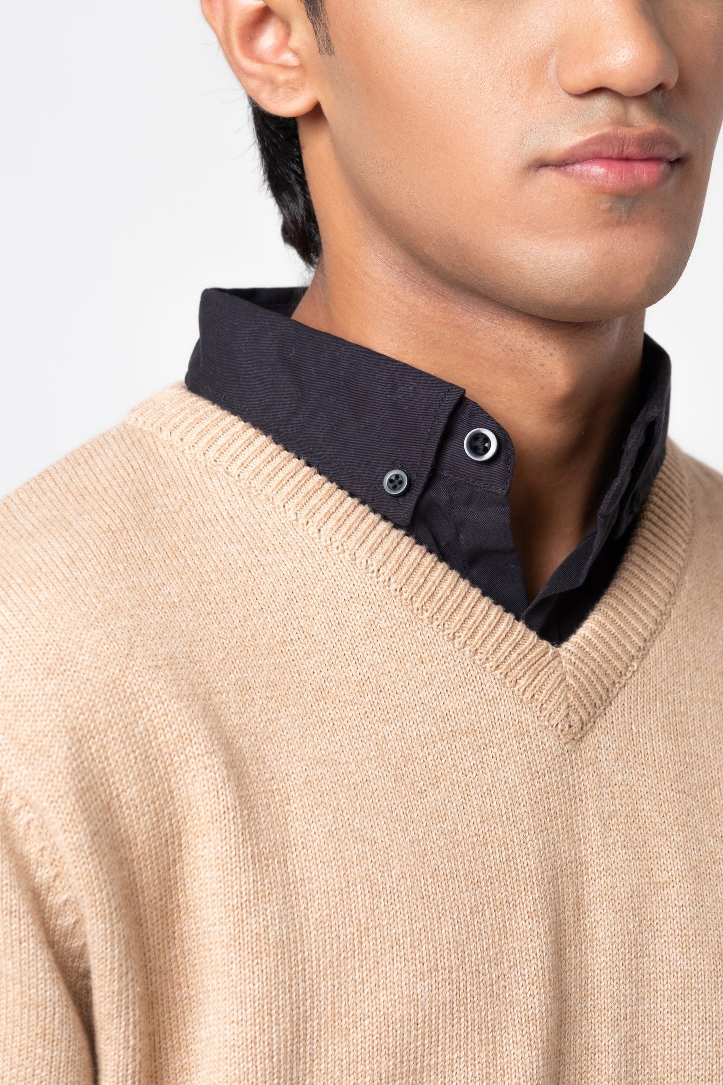 Men’s V-Neck Cardigan - Beige