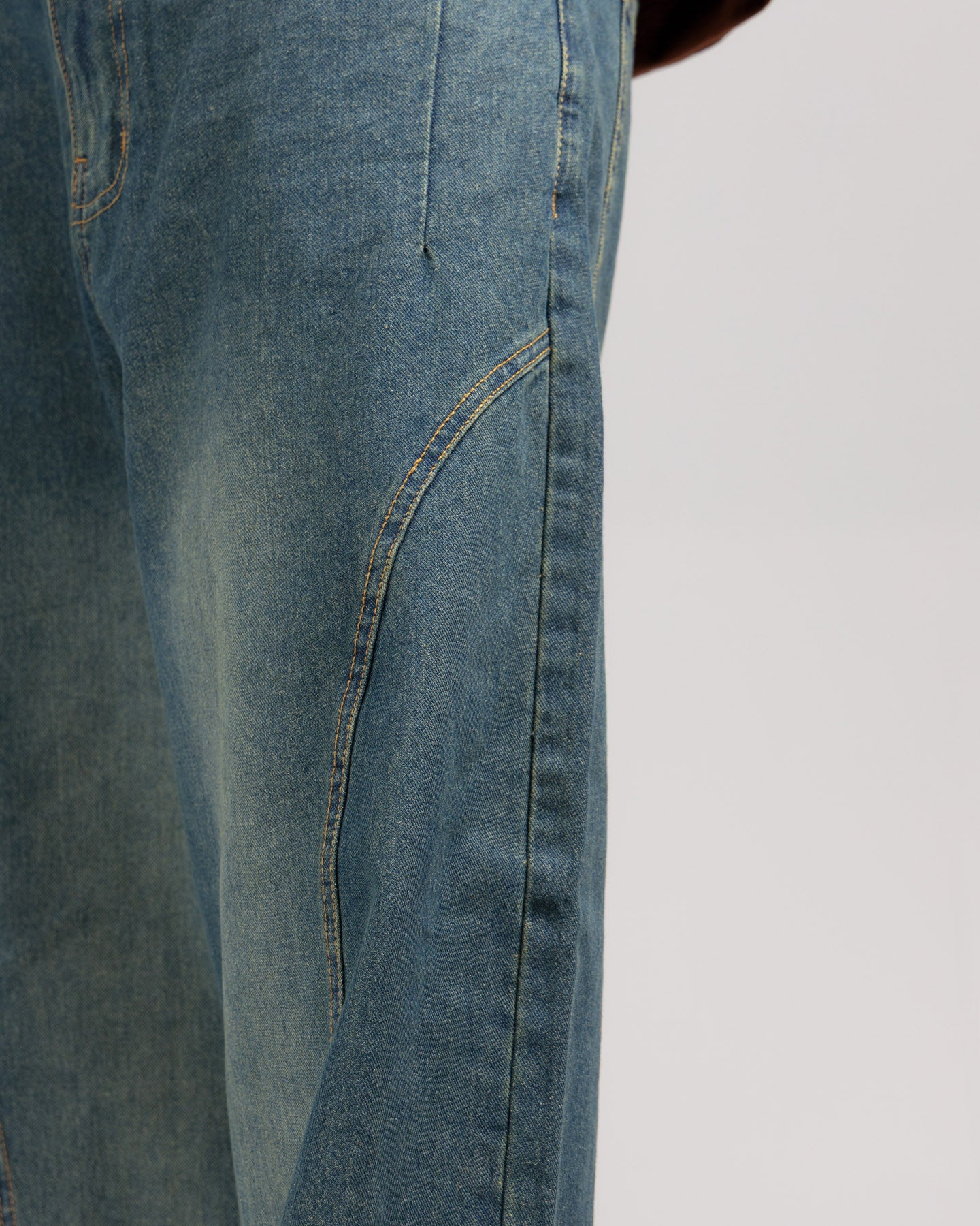 Men Skater Fit Cut & Sewn Denim Jeans - Vintage Blue
