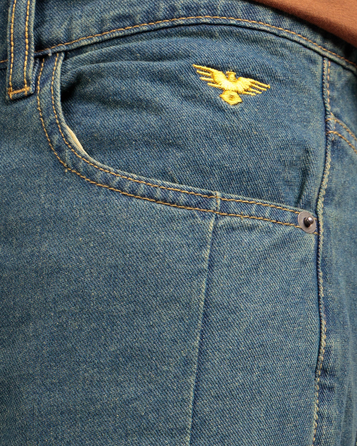 Men Skater Fit Cut & Sewn Denim Jeans - Vintage Blue
