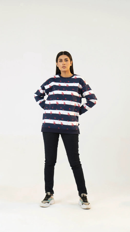 Women Sweatshirt Regular Fit - Multi Navy Blue - Harwage