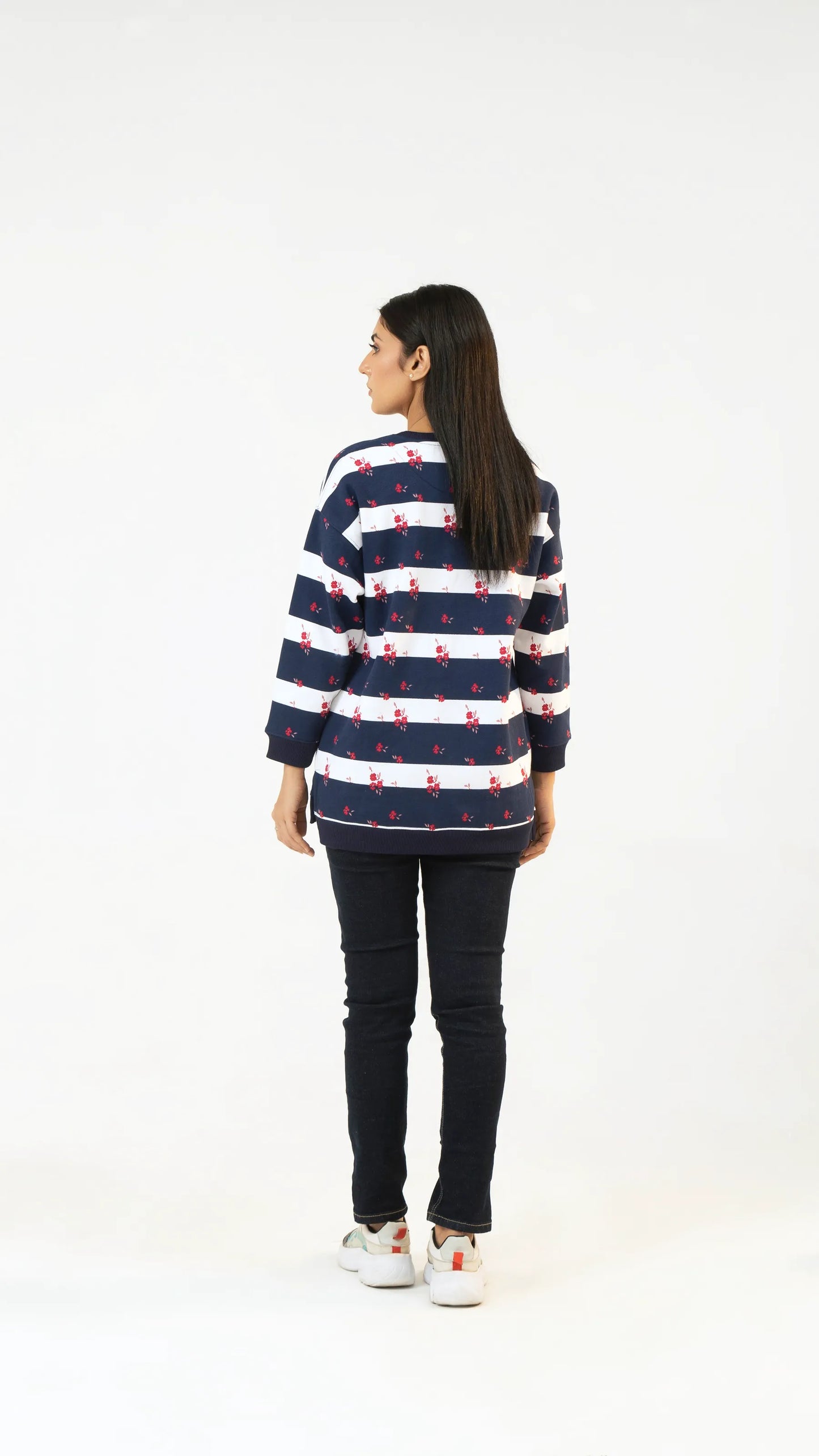 Women Sweatshirt Regular Fit - Multi Navy Blue - Harwage