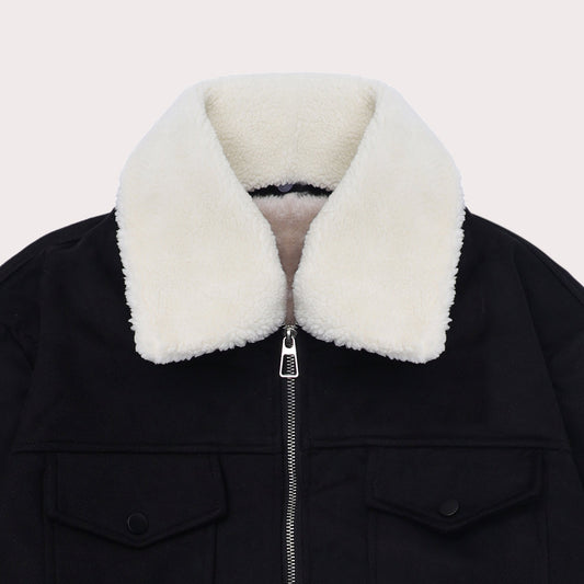 Men Regular Fit Fur Jacket β Black - Harwage