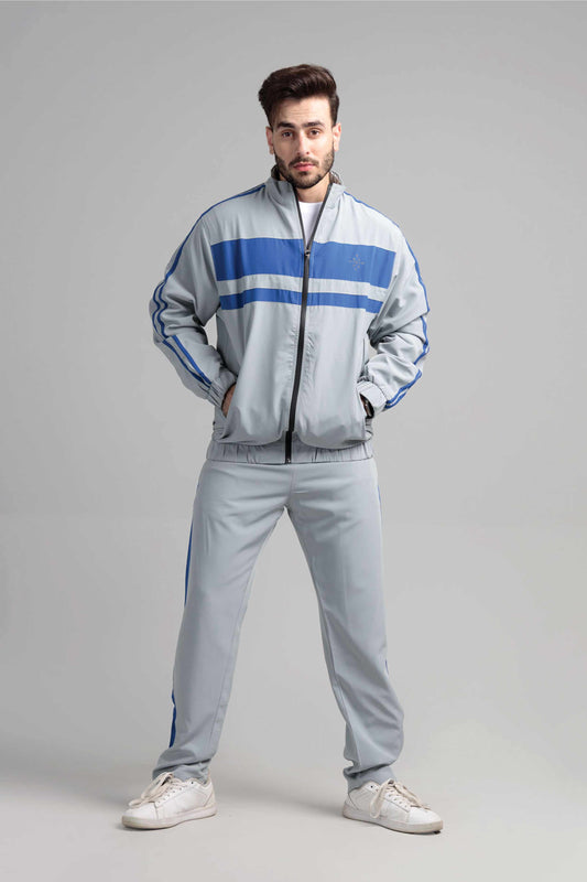 Men's Micro Stretch Active Wear Tracksuit - Silver Grey
