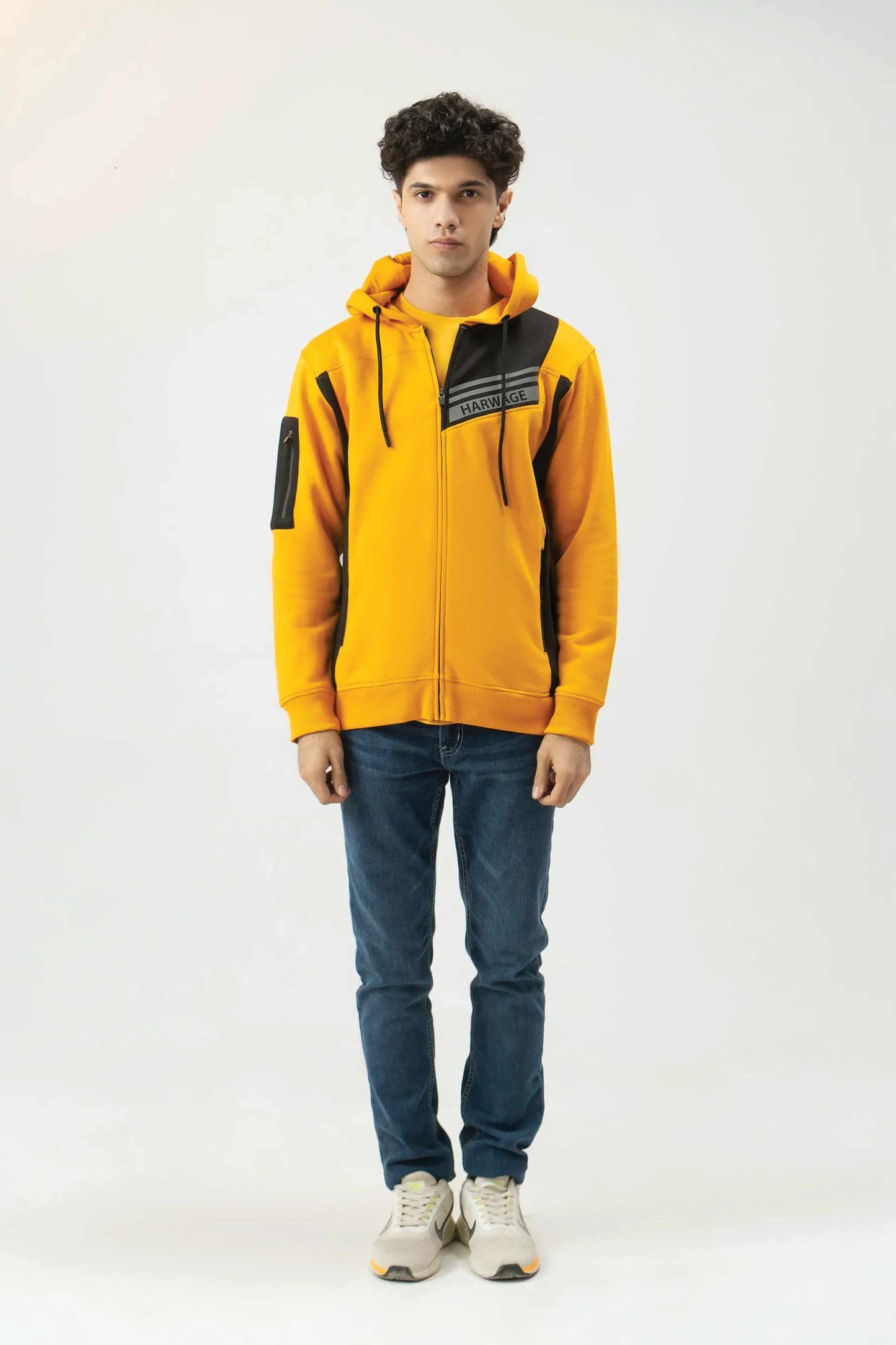 Men Regular Fit Hoodie - Yellow