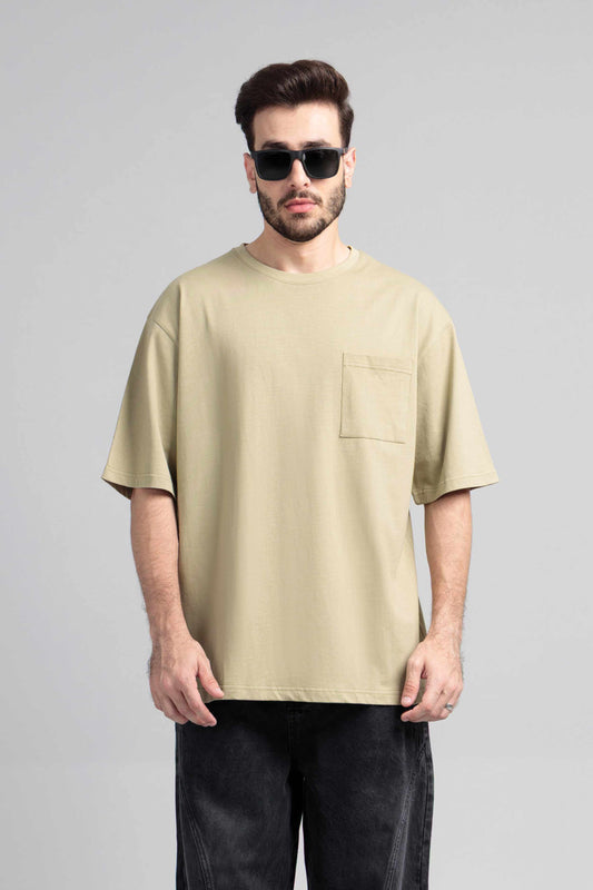 Men Boxy Fit Cotton T-Shirt - Grey Green