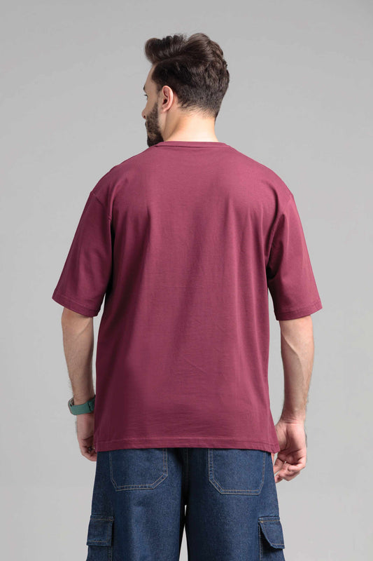 Men Boxy Fit Cotton T-Shirt - Maroon