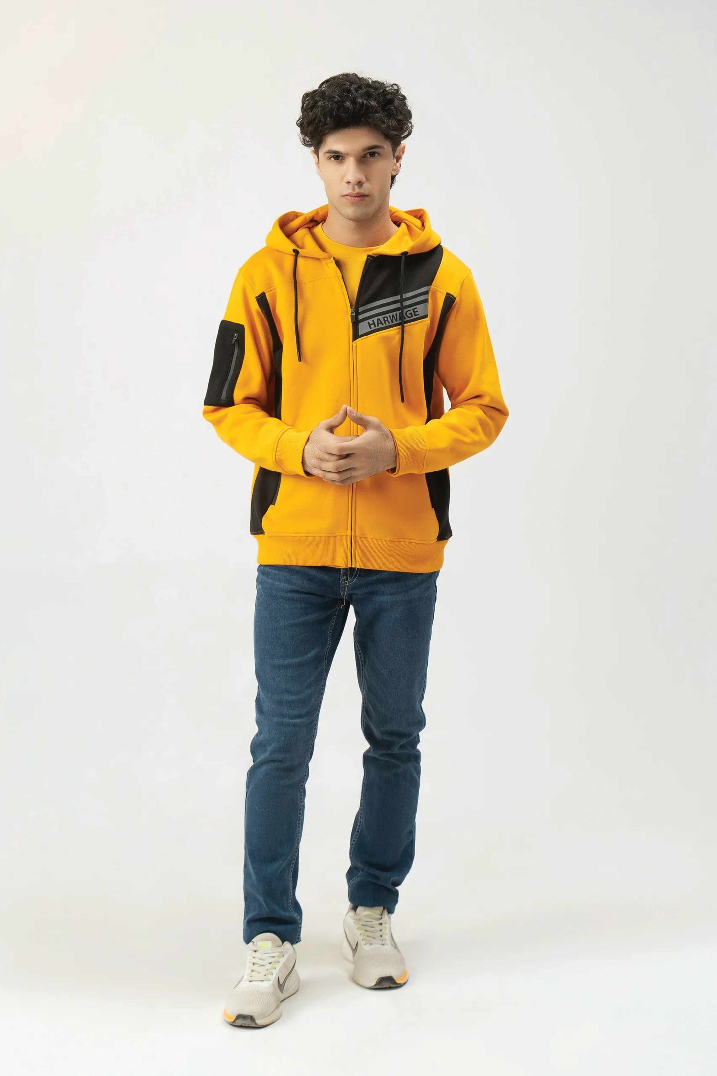 Men Regular Fit Hoodie - Yellow