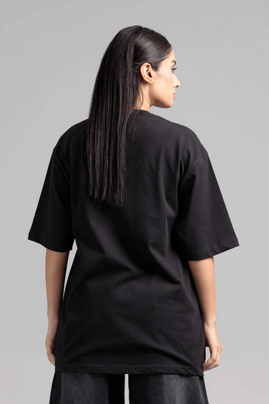 Women Boxy Fit Cotton T-Shirt - Jet Black
