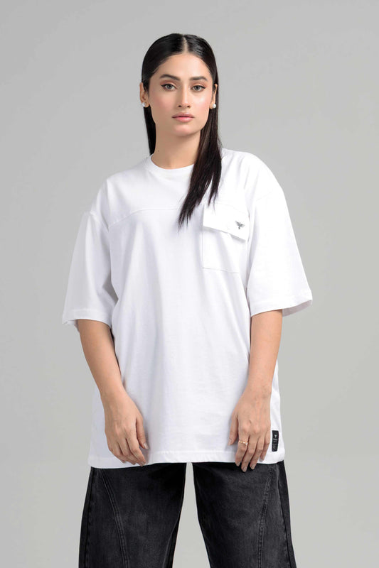 Women Boxy Fit Cotton T-Shirt - White
