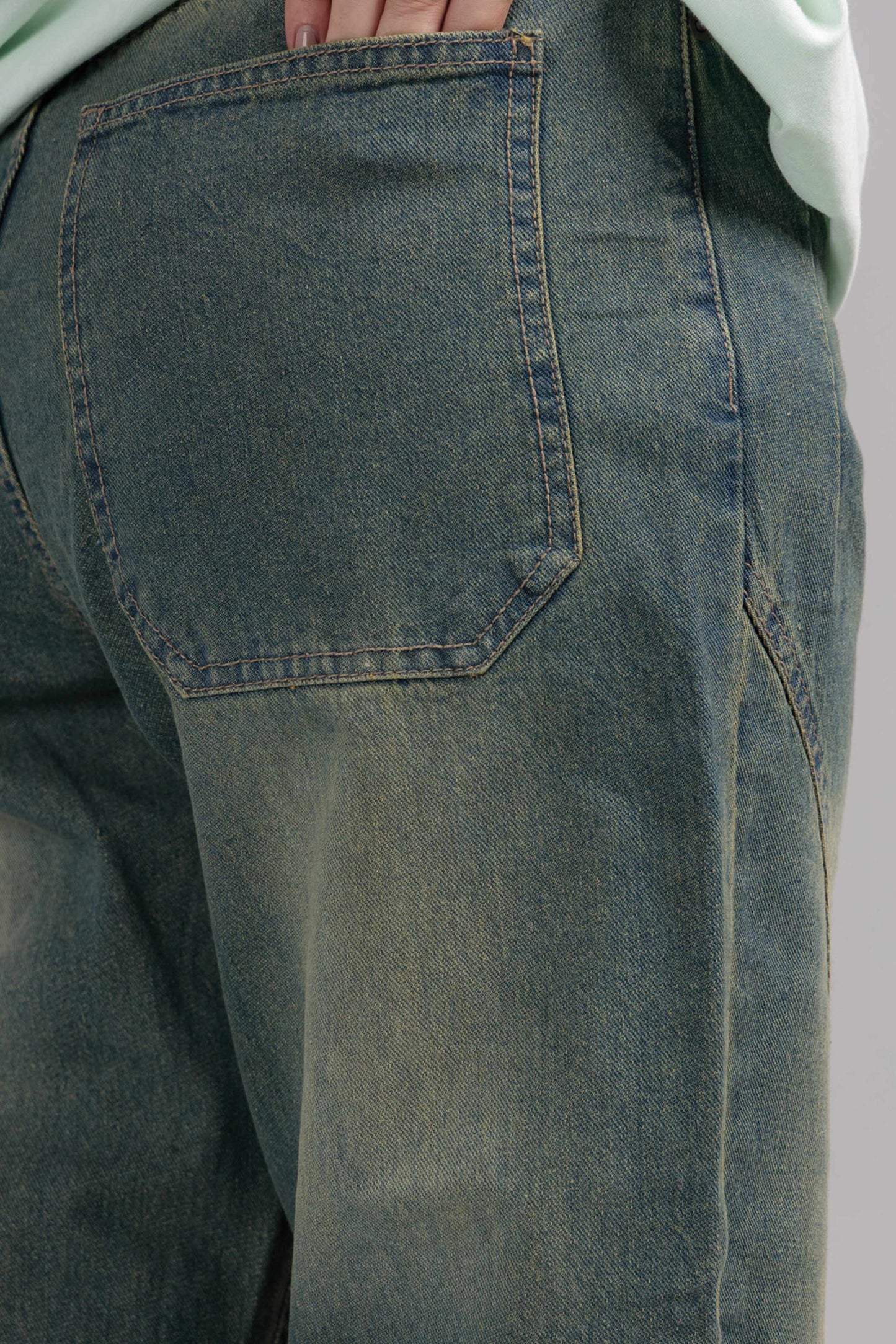 Women Loose Fit Cut & Sewn Denim Jeans - Vintage Blue