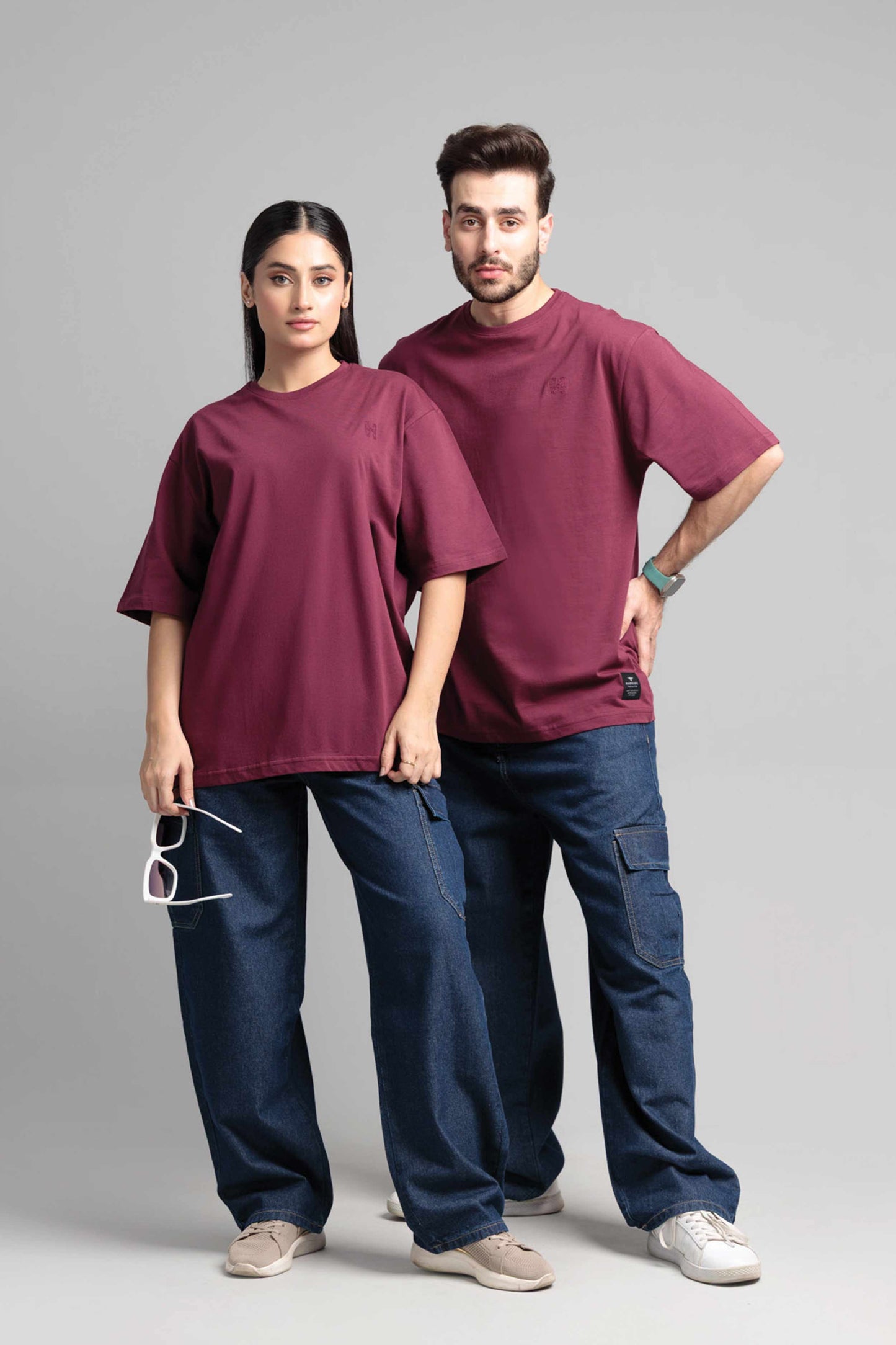 Women Boxy Fit Cotton T-Shirt - Maroon