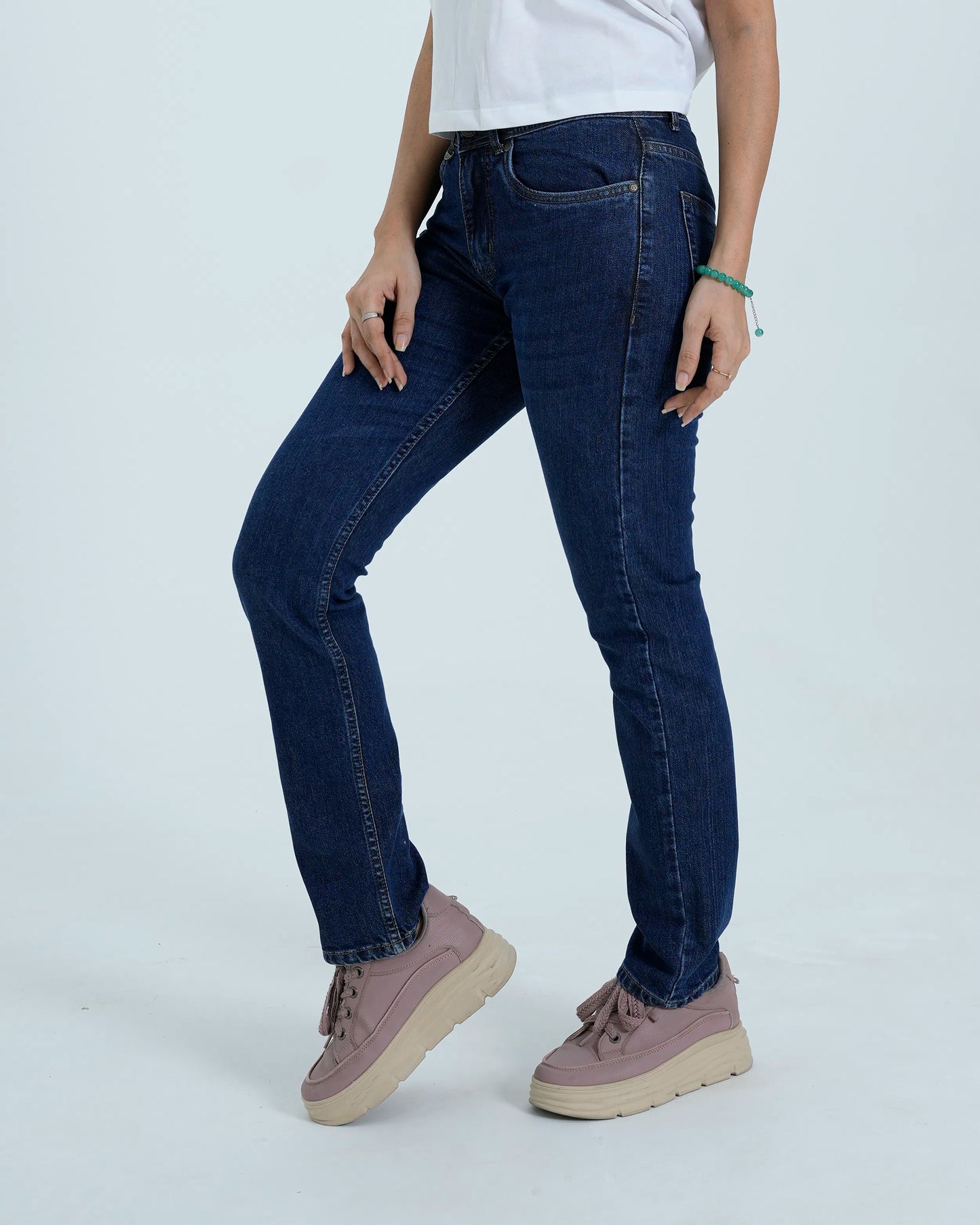 Women Dark Blue Straight Fit Denim Jeans