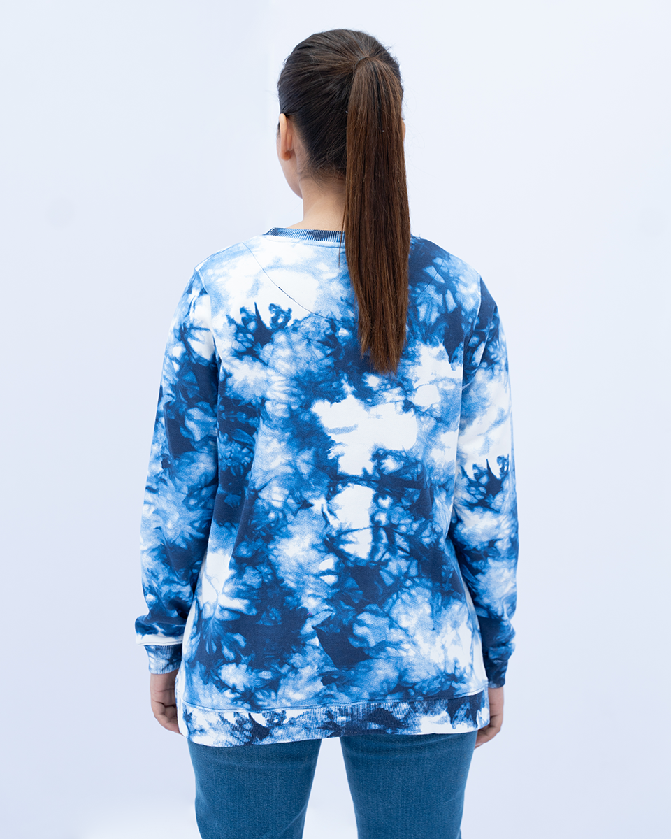 Women Sweatshirt Tie & Dye Regular Fit - Blue