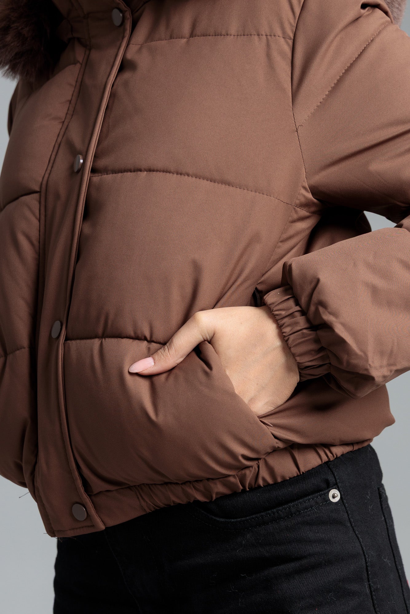 Woman Puffar Parachute Jacket - Coffee Liqueur