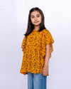Girls Silk Printed Top – Orange