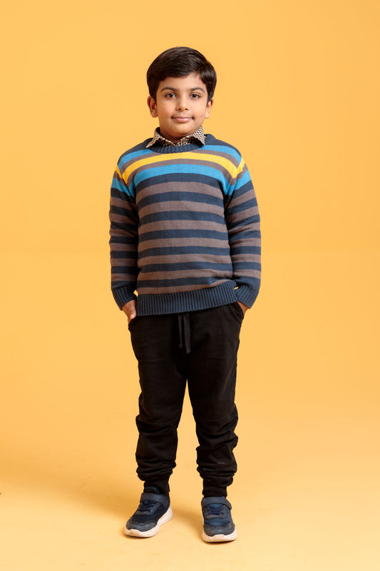 Junior Boysâ Cotton Sweater - Blue