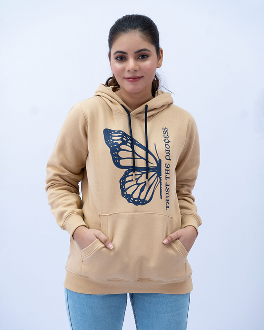Women Pullover Hoodie - Beige
