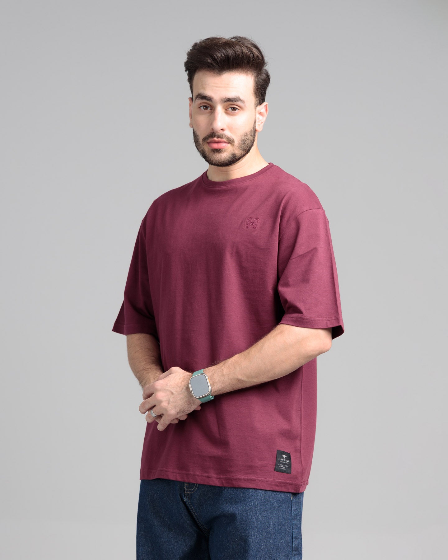 Men Boxy Fit Cotton T-Shirt - Maroon