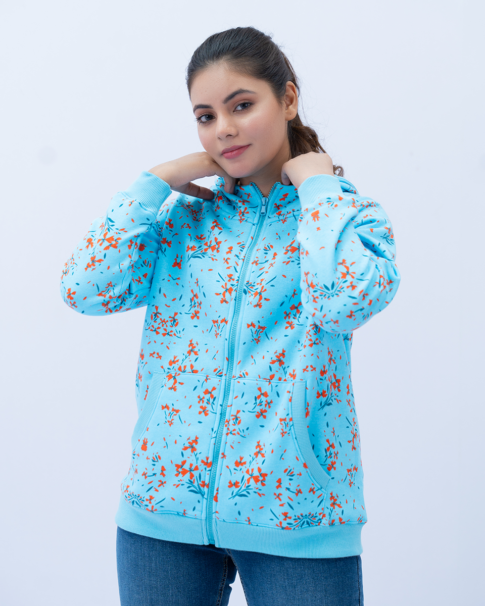 Women Allover Print Zipper Hoodie - T Breeze