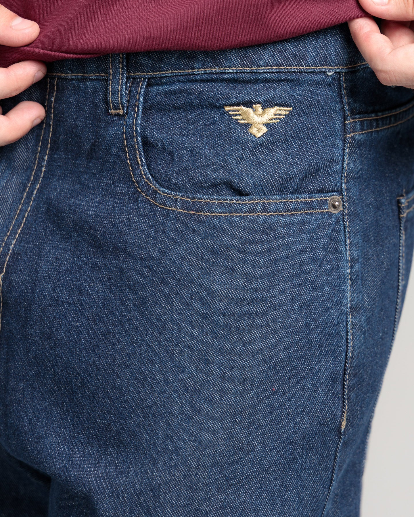 Men Skater Fit Cargo Denim Jeans - Indigo