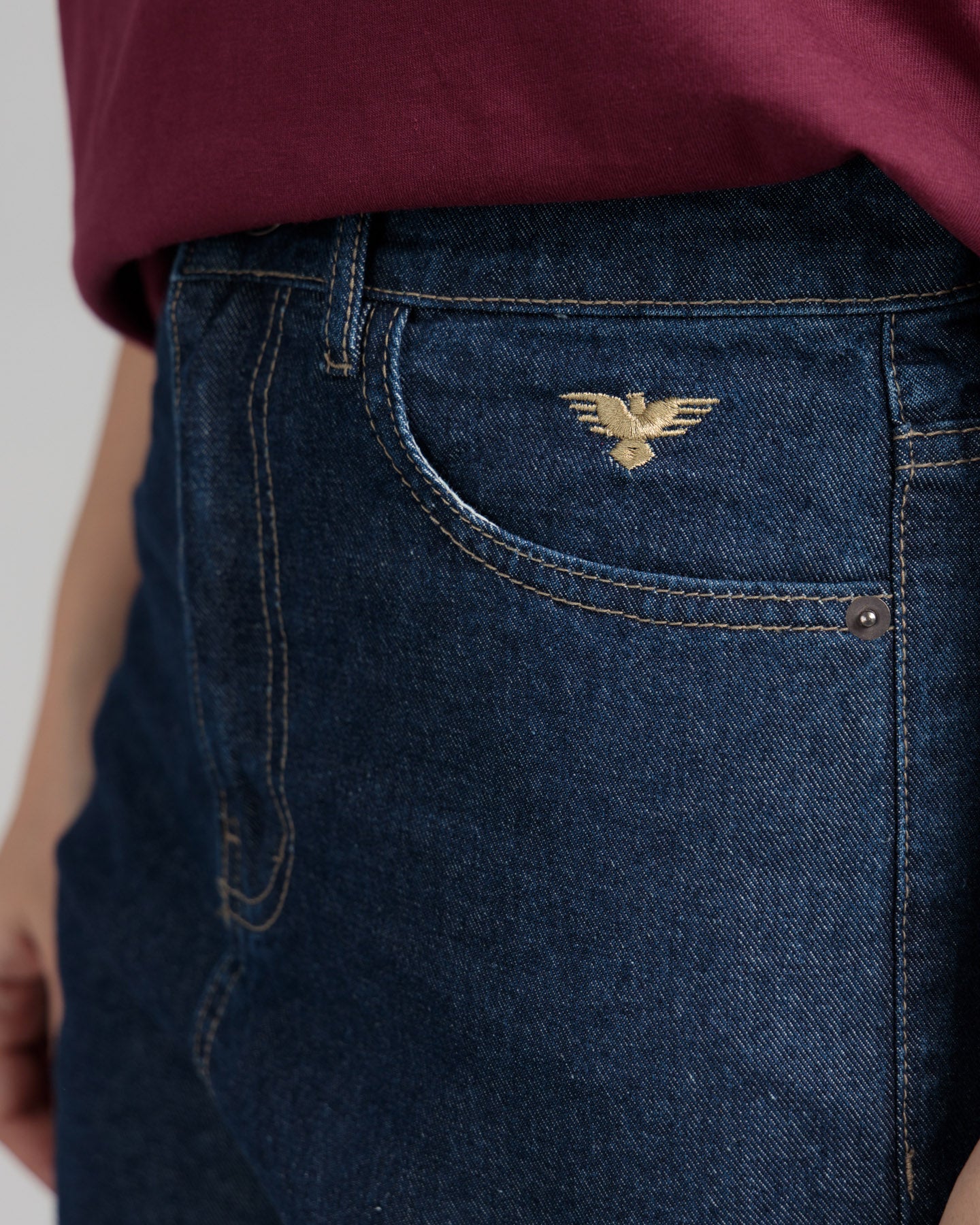 Women Skater Fit Cargo Denim Jeans - Indigo