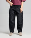 Women Loose Fit Cargo Denim Jeans - Charcoal
