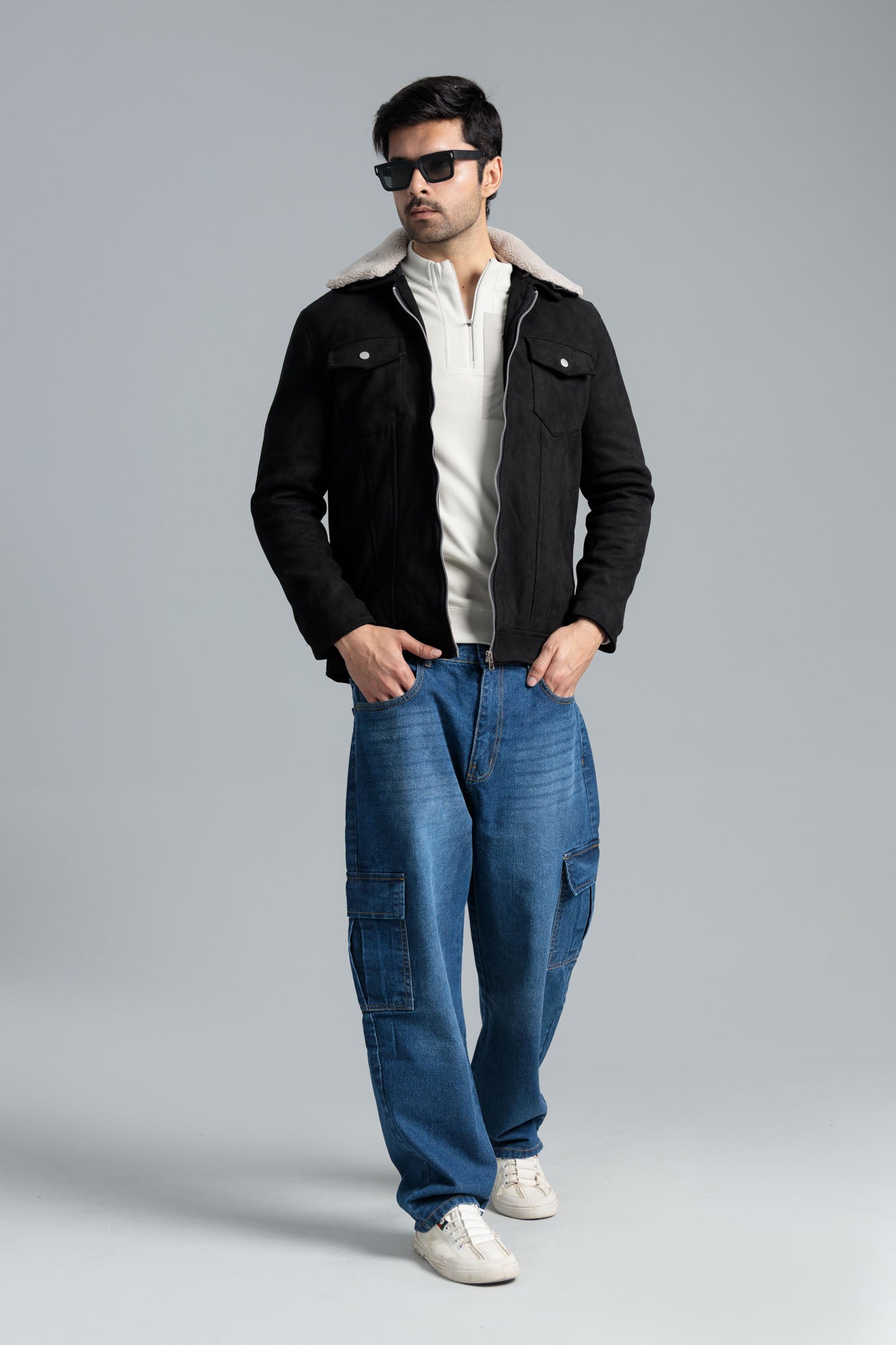 Men’s Soft & Fuzzy Suede Jacket - Black