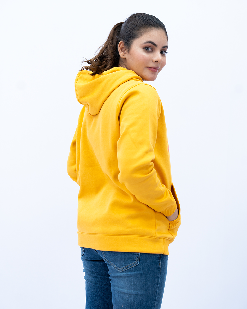 Women Pullover with SLV Panel Hoodie - Mustard