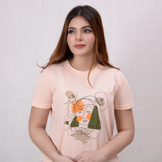 Women Printed Cropped Top - Pale Dogwood - Harwage