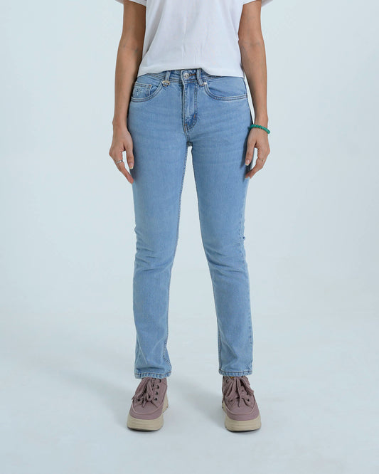 Women Straight Fit Denim Jeans - Light Blue