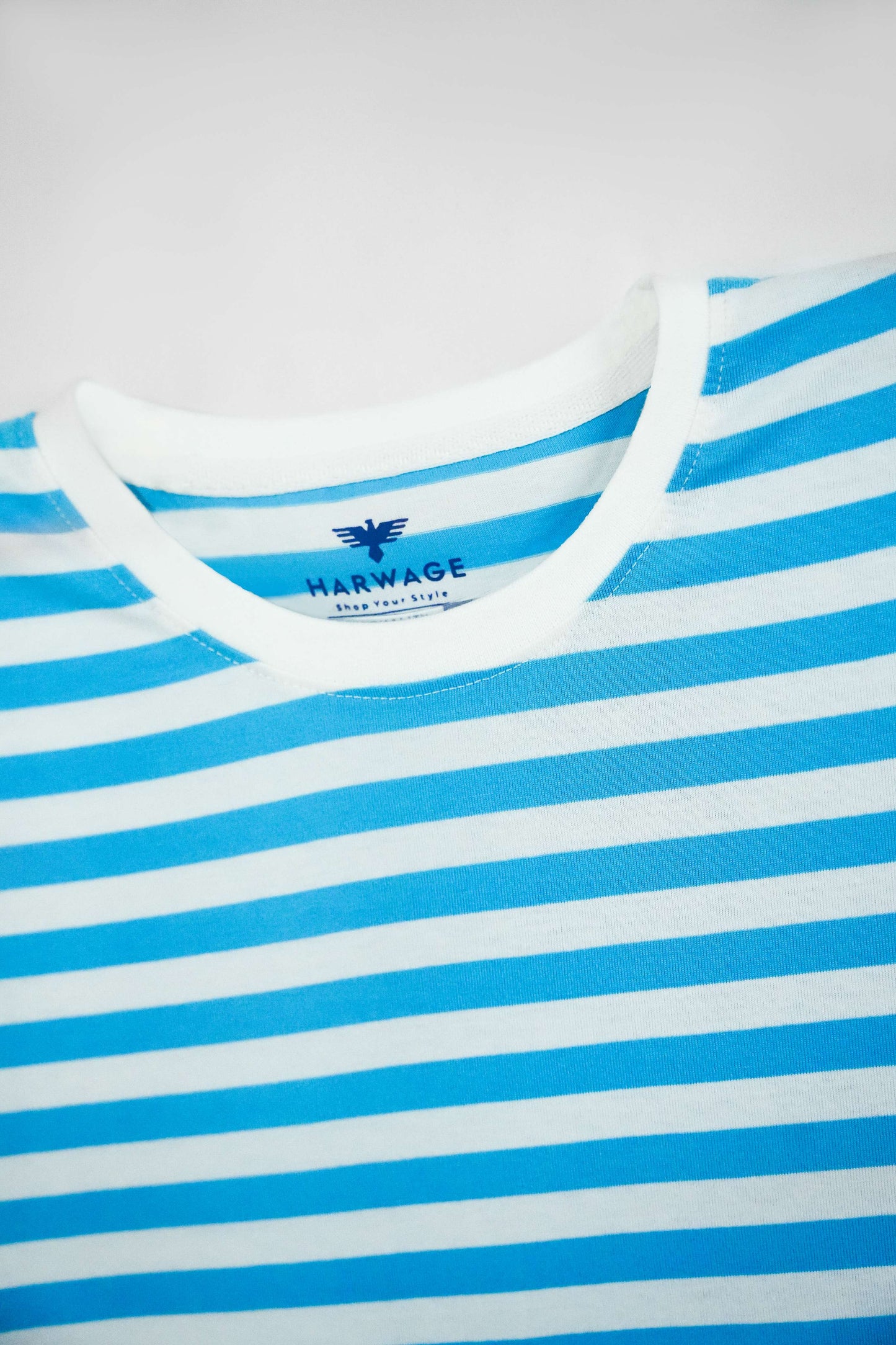 Men's Yarn Dyed Striped T-Shirt - Cyan Blue