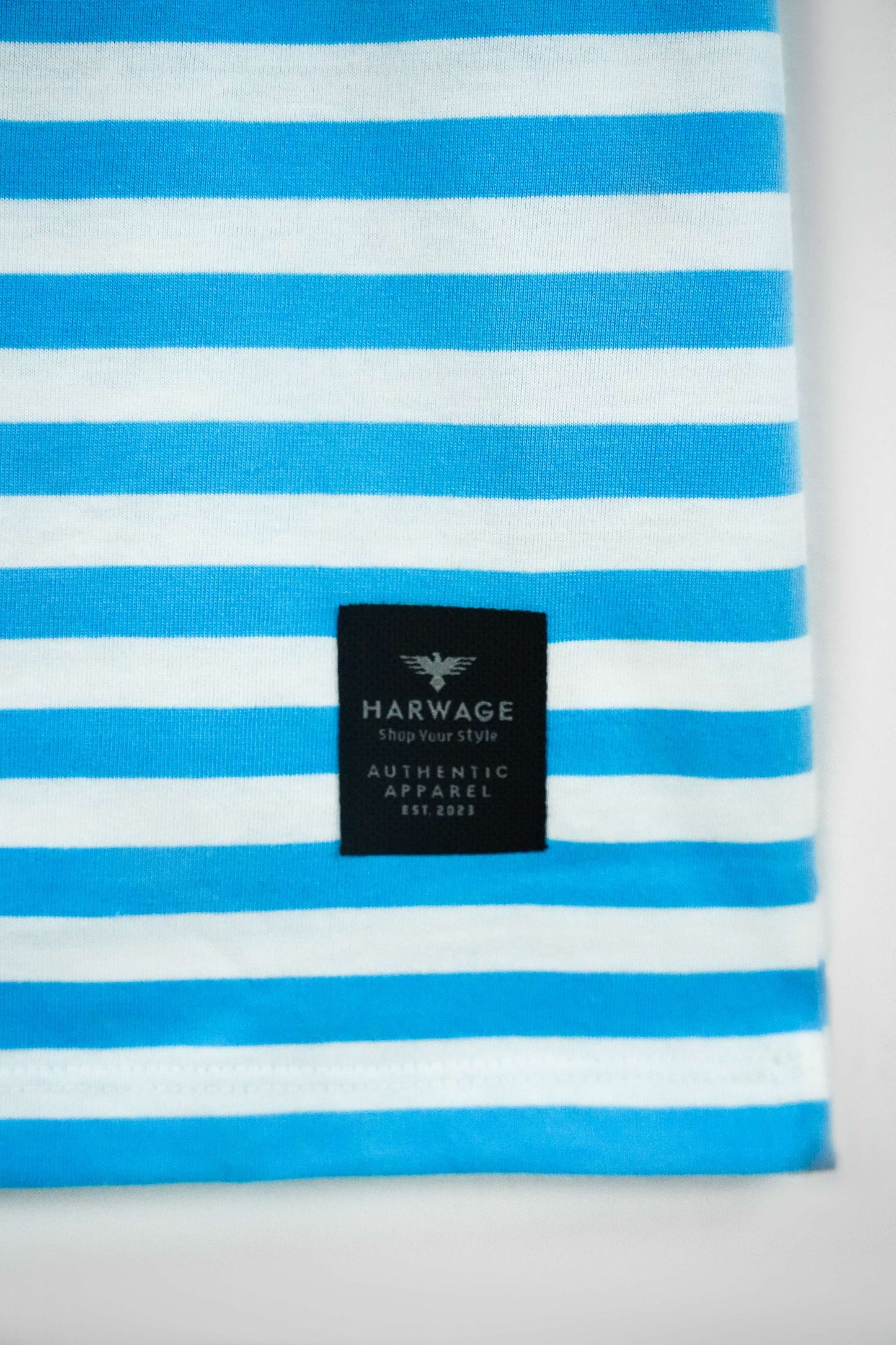 Men's Yarn Dyed Striped T-Shirt - Cyan Blue