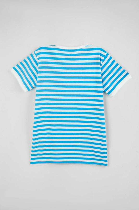 Men's Yarn Dyed Striped T-Shirt - Cyan Blue