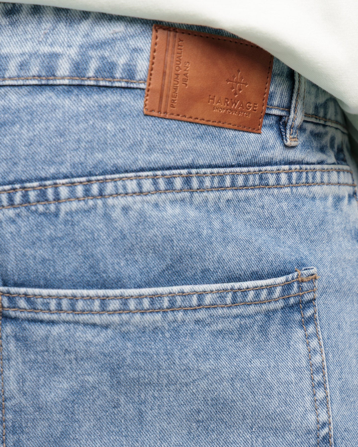 Men Skater Fit Cargo Denim Jeans - Ice Blue