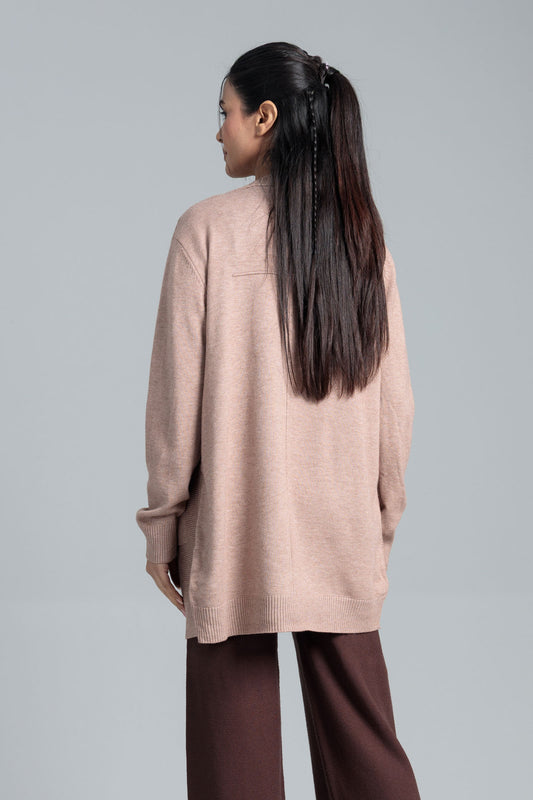 Womenâs Acrylic Wool Cardigan - Reddish Pink