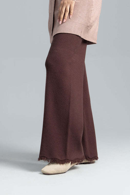 Womenâs Wool Knit Trousers - Chocolate Malt