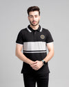 Men's Yarn Dyed Pique Polo Shirt - Jet Black & Quiet Grey