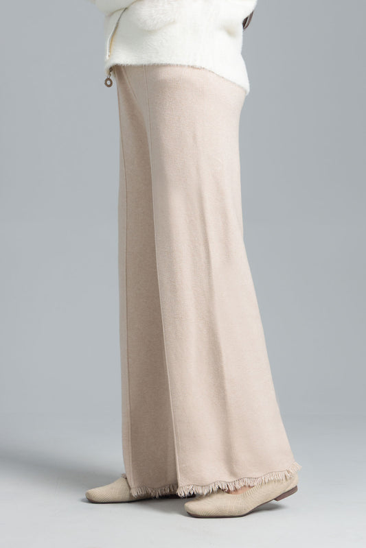 Womenâs Wool Knit Trousers - Sea Pearl