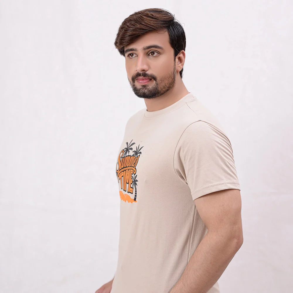 Men Printed T-Shirt - White Pepper - Harwage
